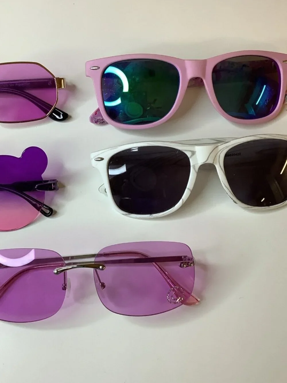 Girls Sunglasses Bundle Of 5pairs Pink, Purple And White, Cute Lot. Used
